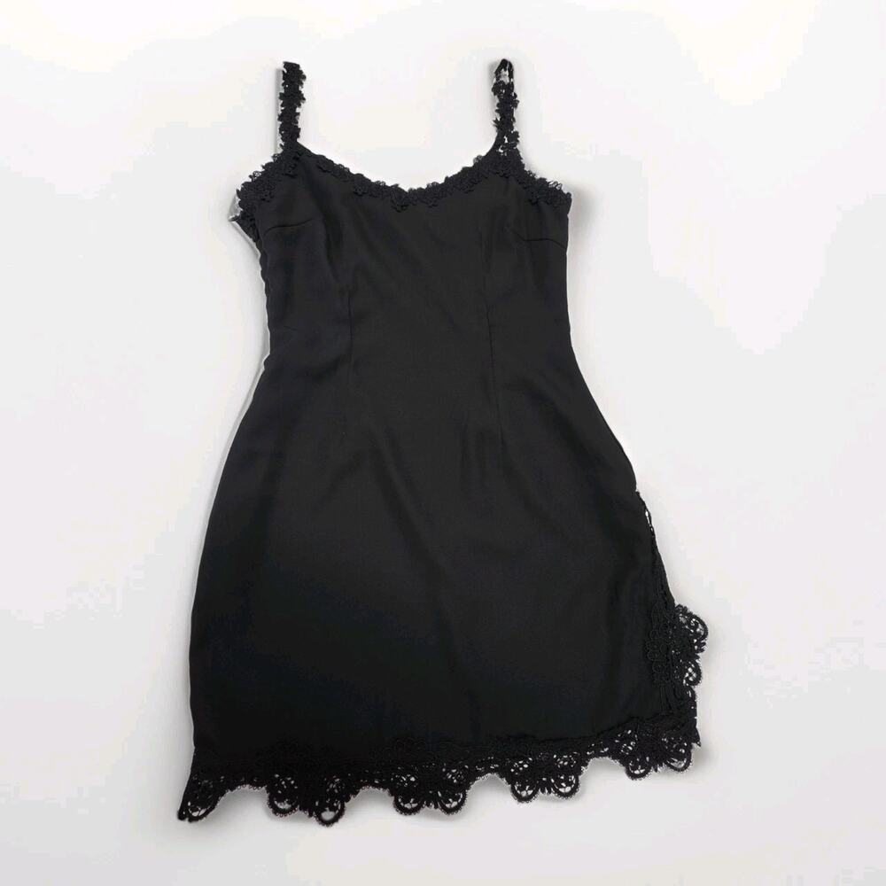 Superdown Little Black Lace Trim Mini Dress Small Sexy Slip Dress Cocktail